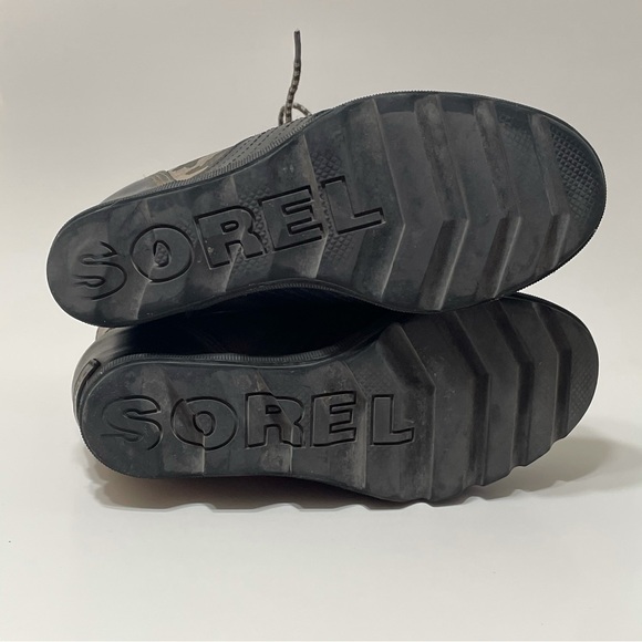 Sorel Lexie Black Camo Wedge Boot Womens 7 Leather Grey Gray - Picture 6 of 8